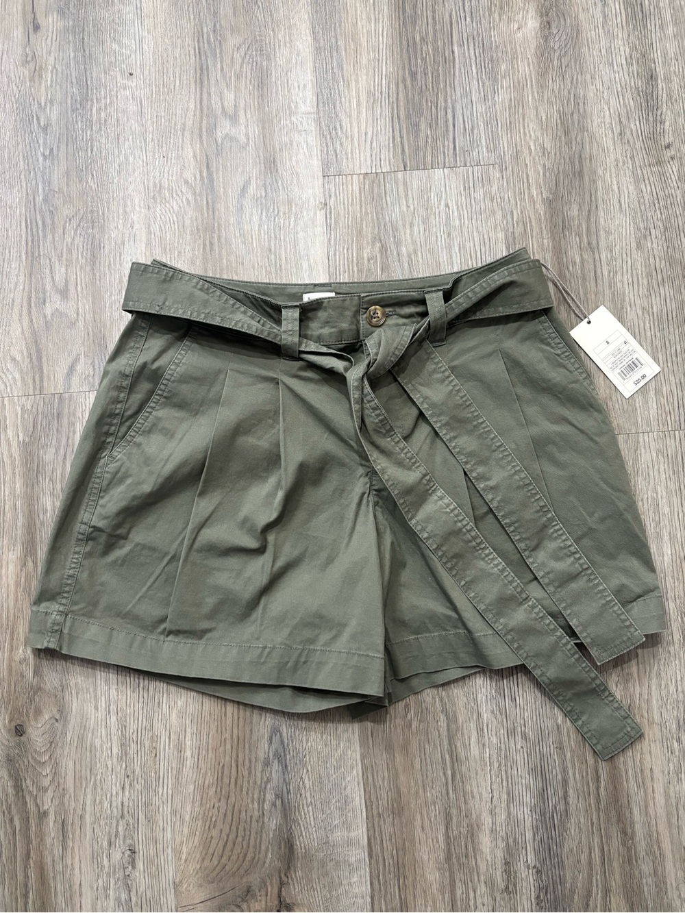 Target High-Rise Olive Green Paperbag Waist Shorts with Self-Tie